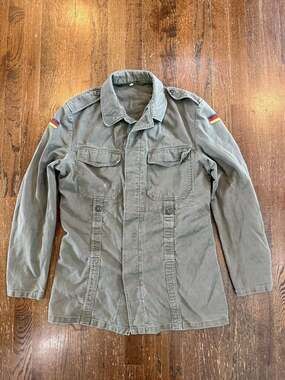 Vintage 80s West German Army Moleskin Field Jacket Olive Drab Kohler GmbH